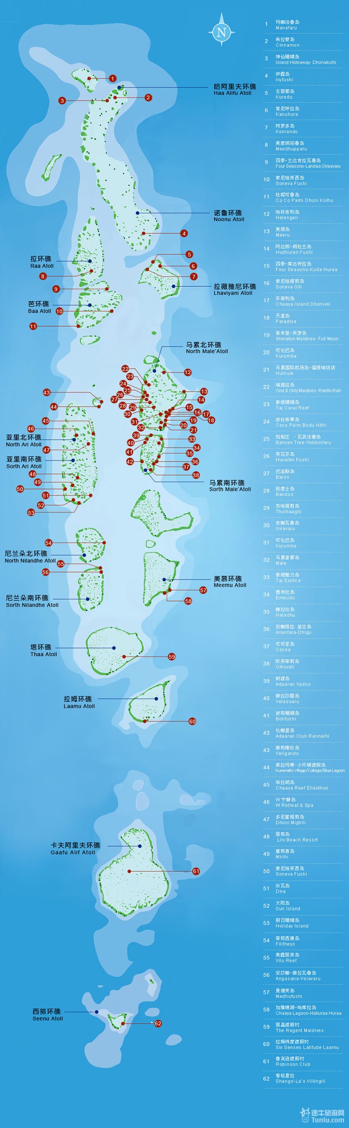 马尔代夫岛屿分布图_马尔代夫旅游贴士