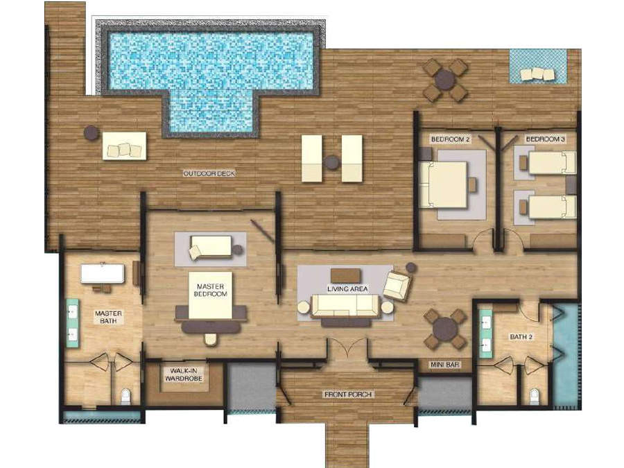 Overwater Villa 3 Bedrooms Pool & Lagoon View 三卧室水上泳池别墅（潟湖/日落景观） - 房型图片 7